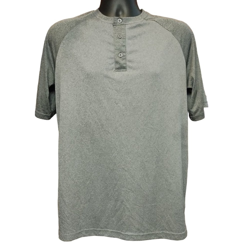 Moheen Men's Gray Cool Dri Button Neck Casual Tshirt M